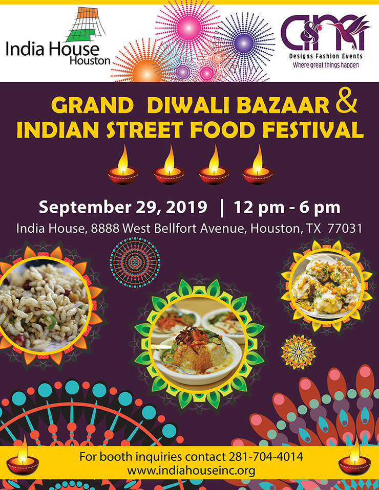 Diwali Bazaar & Street Food Festival @ India House, Sep 29 - Brays Oaks ...